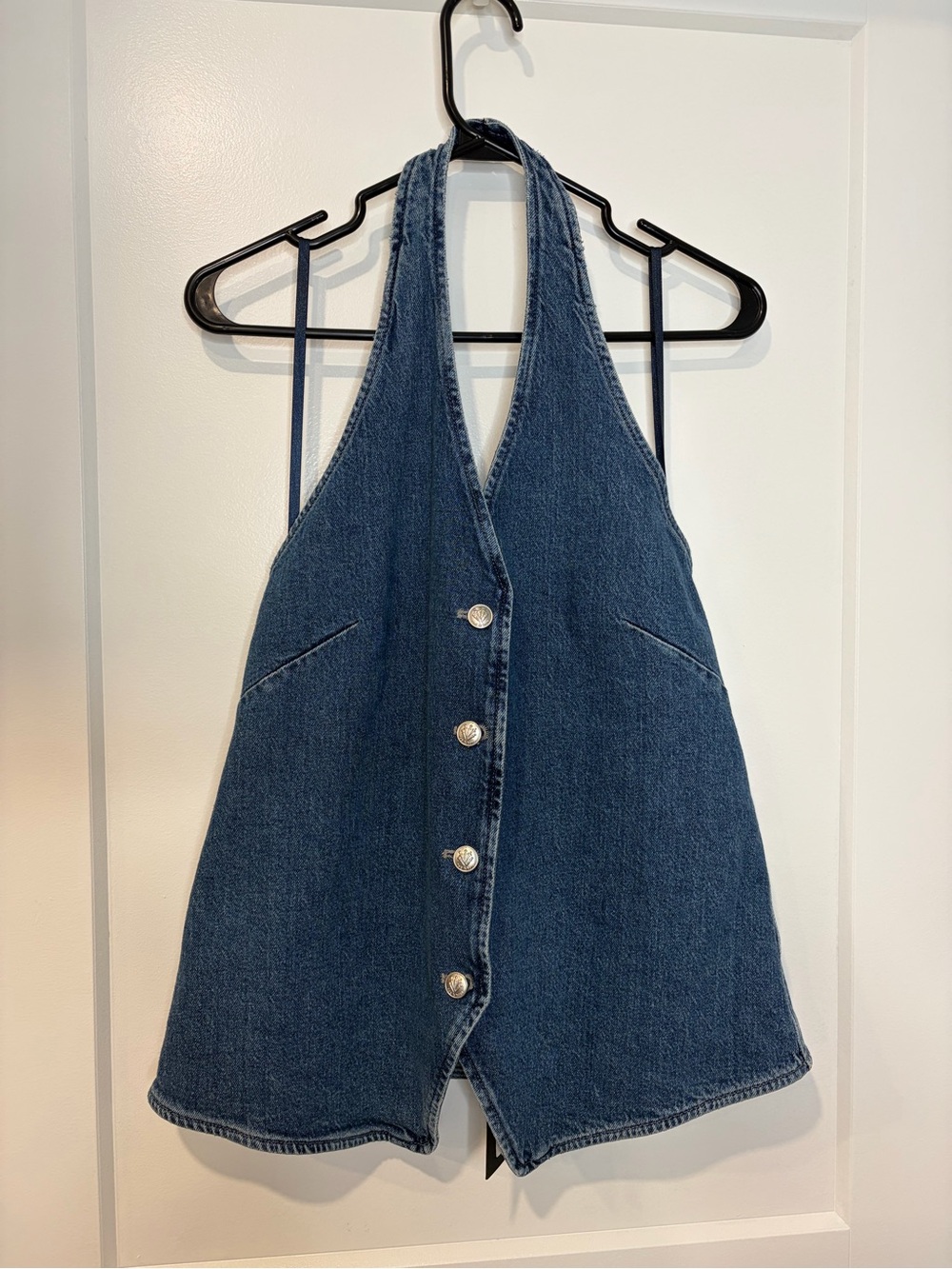 rag & bone Denim Halter Vest Top - Dark Blue